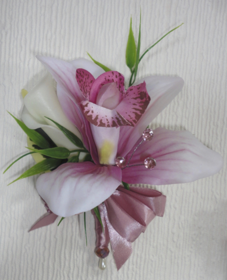 Real Touch Pink Orchid Corsage